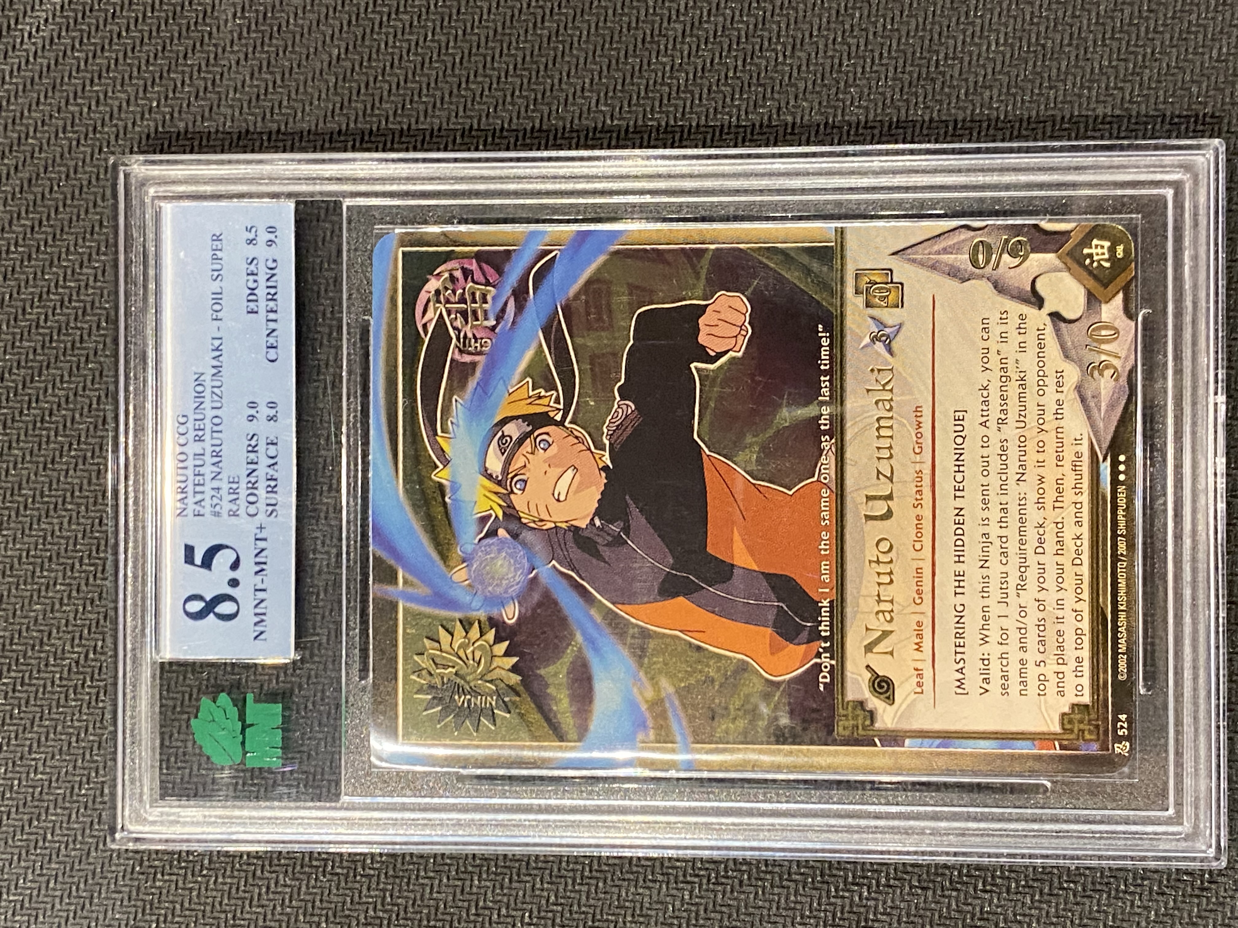 NARUTO CCG FATEFUL REUNION #524 NARUTO UZUMAKI - FOIL SUPER RARE - MNT GRADE 8.5